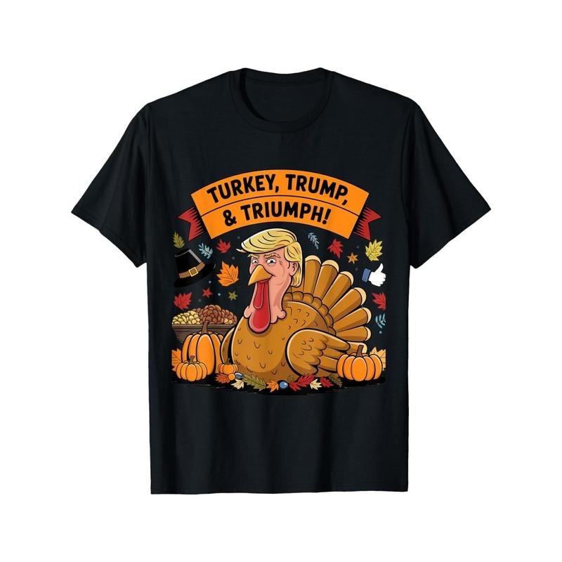 2024 Election Turkey & Trump Graphic Tee - Soft Cotton, Casual Fit, Machine Washable