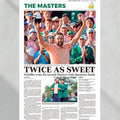 2024 Masters Champion Scottie Scheffler 'TWICE AS SWEET' Framed Front Page Newspaper golf gifts for him T-Shirts, Hoodie,...
