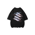 2025 American High Street Hand-Painted Graffiti Letter Printing Loose Shoulder round Neck Heavy Short Sleeve T-shirt...