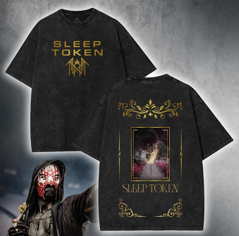 2025 Limited Sleep Token merch Unisex Rock Band Washed Tshirt Hoodie, Sweatshirt | GrindPrints.com