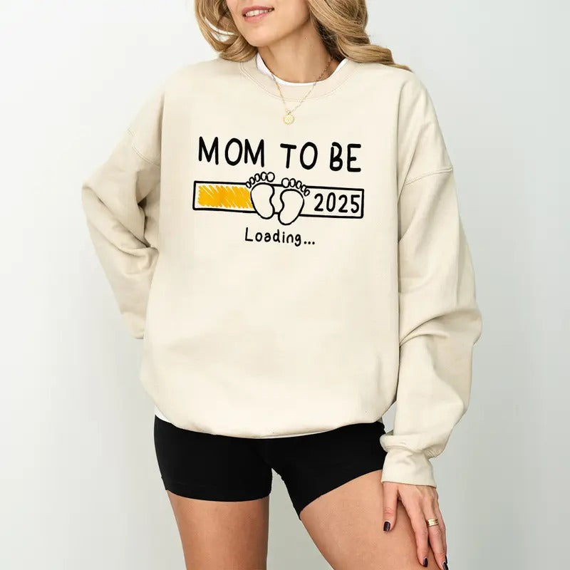 2025 Pregnancy Announcement Couple Baby Loading Mom Be Baby Shower Pregnancy Shirts Expecting Shirts T-Shirts, Hoodie, Sweatshirt