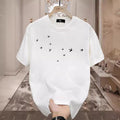 2025 Short Sleeve Pure Cotton T-Shirt Versatile Casual Loose Fit Printed Men's Round Neck Top Short Sleeve Base Shirt...
