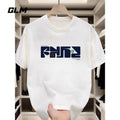 2025 Summer Cotton Letter Print Short Sleeve Loose Fit Versatile Crew Neck Short Sleeve T-Shirts, Hoodie, Sweatshirt