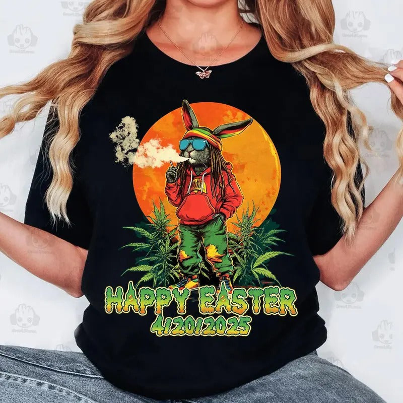 Funny 4/20/2025 Easter Skip The Hunt Smoke The Blunt Shirt, Bunny Happy Easter Day 4/20, Easter Humor Shirt, Happy Easter...