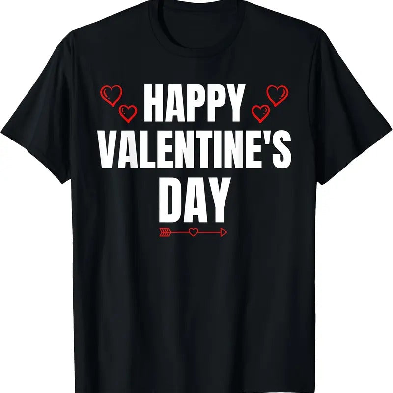220g Cotton Printed Short-sleeved T-Shirt Funny Happy Valentines Day Heart Love Valentine Men Women T-Shirtmade in usa...
