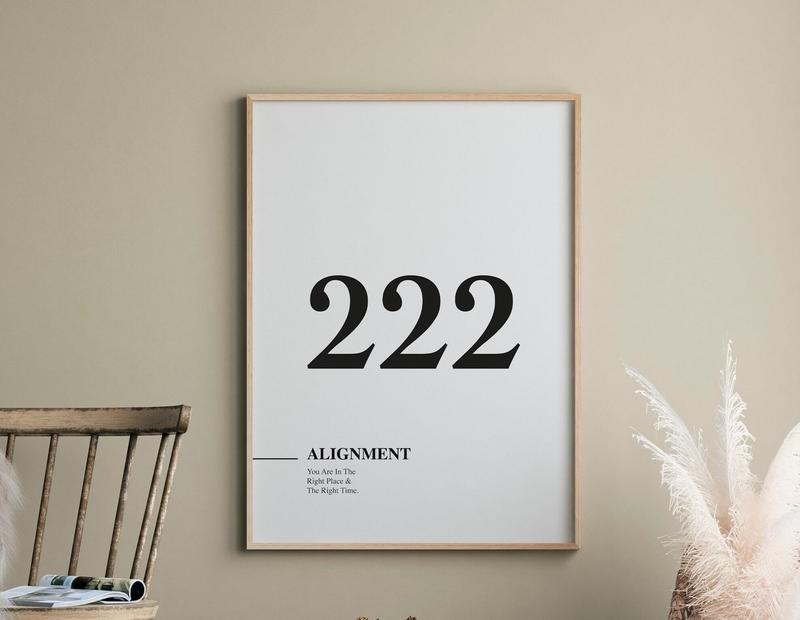 222 Angel Number, Angel Number Print, Trending Wall Art Print, Alignment, Manifestation Energy Spiritual Poster, Poster...