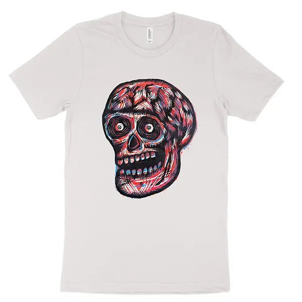 3 Color Skull Woodblock Hand-Printed T-Shirt Cotton Menswear Top Black Hoodie, Sweatshirt | GrindPrints.com