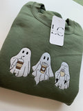 3 Ghosts Drinking Coffee Embroidered Spooky Coffee Lover Cozy Fall Halloween Ghosts T-Shirts, Hoodie, Sweatshirt