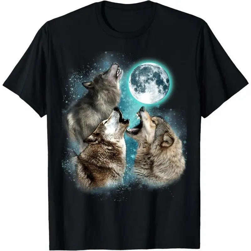 3 Wolf Moon Howling Wolf Head Funny Wolves T-Shirts, Hoodie, Sweatshirt