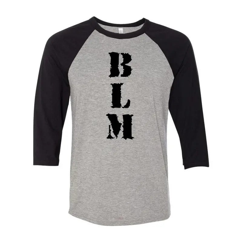 BLM Black Lives Matter 3/4 Sleeve Raglan Baseball T-Shirt Casual Crewneck Hoodie, Sweatshirt | GrindPrints.com