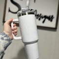 40 oz White Stainless Steel Sublimation Friendly Tumbler with Handle T-Shirts, Hoodie, Sweatshirt | GrindPrints.com