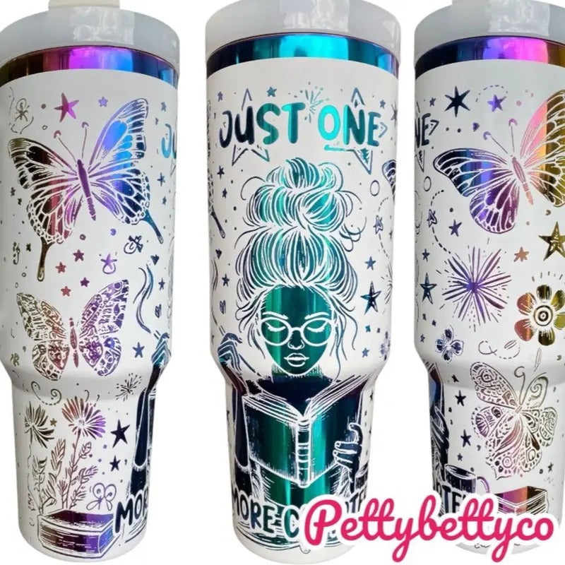 40oz Tumbler with Handle - Just One More Chapter - Perfect for Your Beverage - Drinkware, Bottle T-Shirts, Hoodie, Sweatshirt