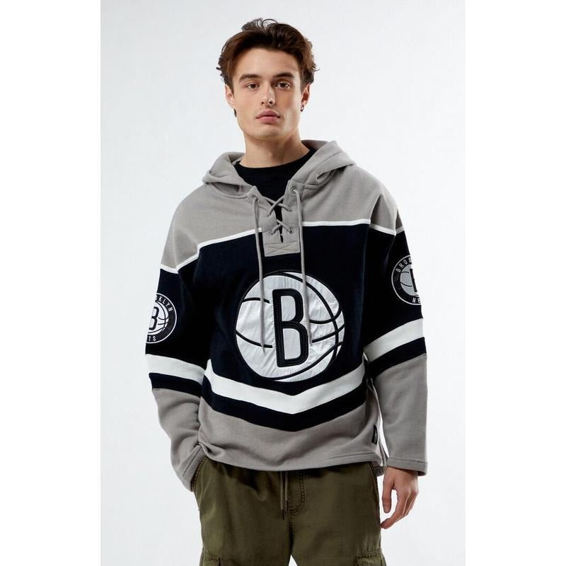 47 Brand Men's Brooklyn Nets Lacer Hoodie T-Shirts, Sweatshirt | GrindPrints.com