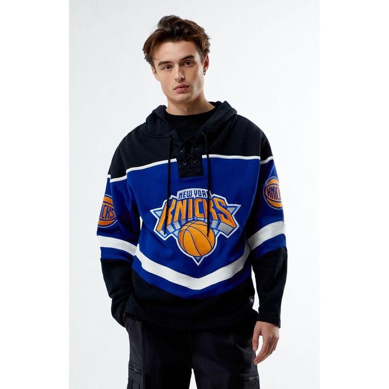 47 Brand Men's NY Knicks Lacer Hoodie T-Shirts, Sweatshirt | GrindPrints.com