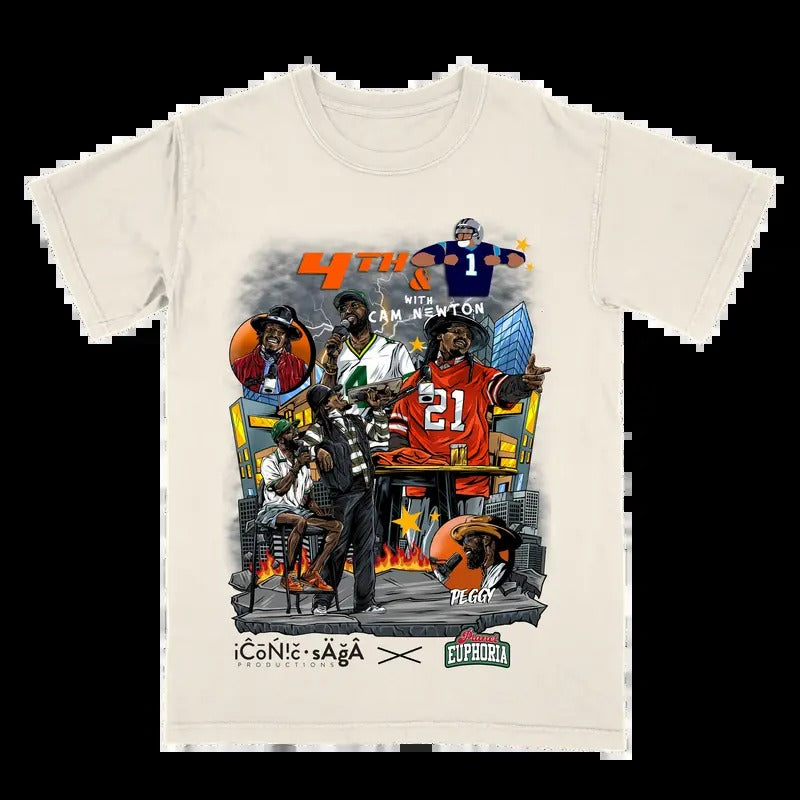 4th And 1 With Cam Newton Off-White Tee Gift For Fan - Men's Casual T-shirt - Menswear Hoodie, Sweatshirt | GrindPrints.com