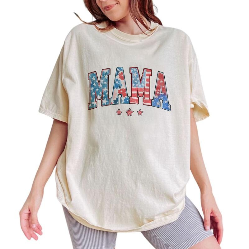 4th Of July American Mama Shirt, Retro Mama Tee, 4th Of July Vintage Pattern Shirt For Mom, Fourth Of July Mama Tee,...