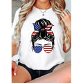 4th Of July Messy Hair Shirt, American Tee For Girl, Independence Day Tee, American Flag T-shirt, Patriotic Shirt For...