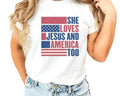 4th Of July Shirt, She Loves Jesus And America Too, Happy 4th Of July Shirt, Jesus Independence Day, Unisex T-Shirt,...