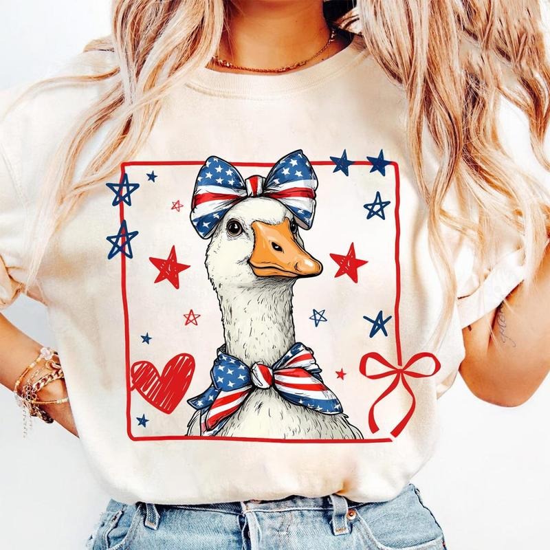 4th of July Mama Goose Coquette Shirt, American Mama 4th of july Tee, Memorial Day Patriotic Goose Mom Gift, Independence...