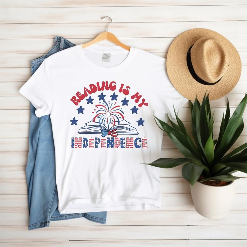 4th of July Patriotic Reading shirt, Stars Stripes Bookworm BookClub, Fourth July Memorial Day Librarian shirt,...