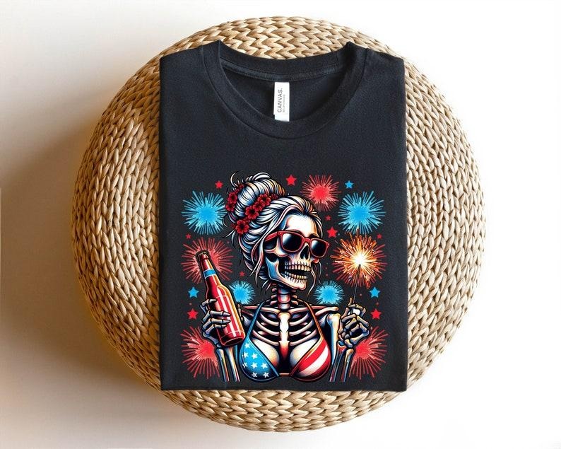 4th of July Skull Shirt,Freedom Shirt Hoodie, Sweatshirt | GrindPrints.com