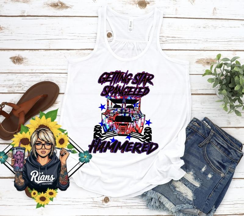 4th of July Star Spangeled Hammered side by side razorback womens Tank top T-Shirts, Hoodie, Sweatshirt | GrindPrints.com