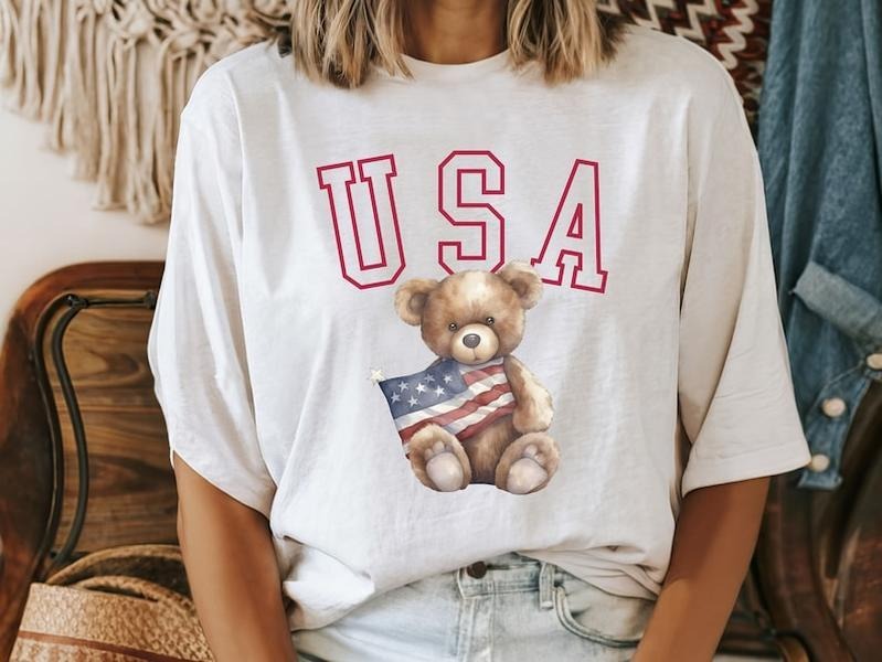 4th of July USA Bear Shirt Hoodie, Sweatshirt | GrindPrints.com