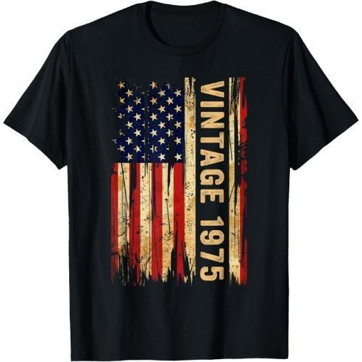 50 Years Old Vintage 1975 American Flag 50th Birthday Men T-Shirt Made in USA Hoodie, Sweatshirt | GrindPrints.com