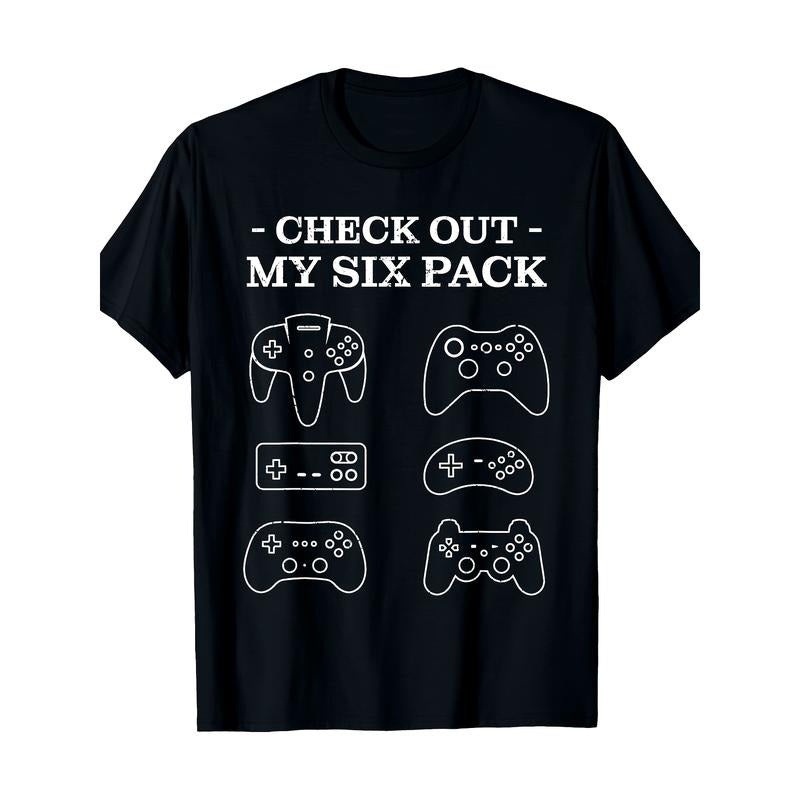 6 Six Pack Gamer 220g Funny Gamers Gift T-Shirt - Video made in usa Hoodie, Sweatshirt | GrindPrints.com