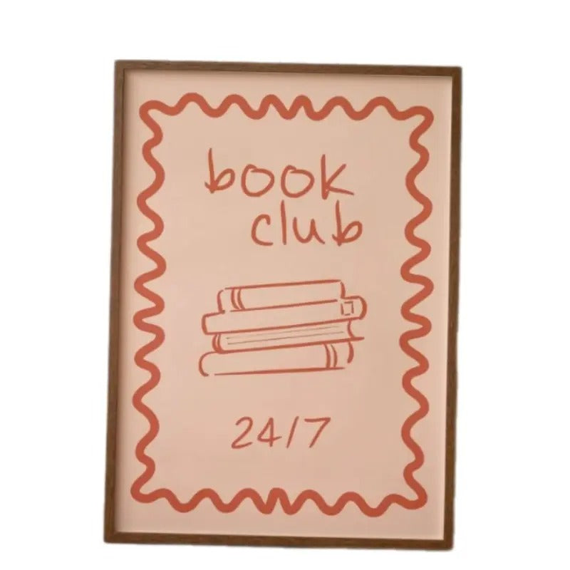 Book Club 24/7 Art Print, Book Club Print, Book Wall Art, Pink Book Print, Bedroom Print, Gifts For Her Women Wall Art...