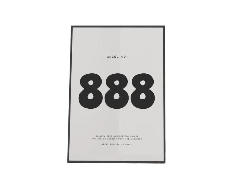 888 Angel Number Poster Print, Manifestation Spiritual Poster, Alignment Minimal Retro, 888 Wall Art, Dorm Room Decor,...