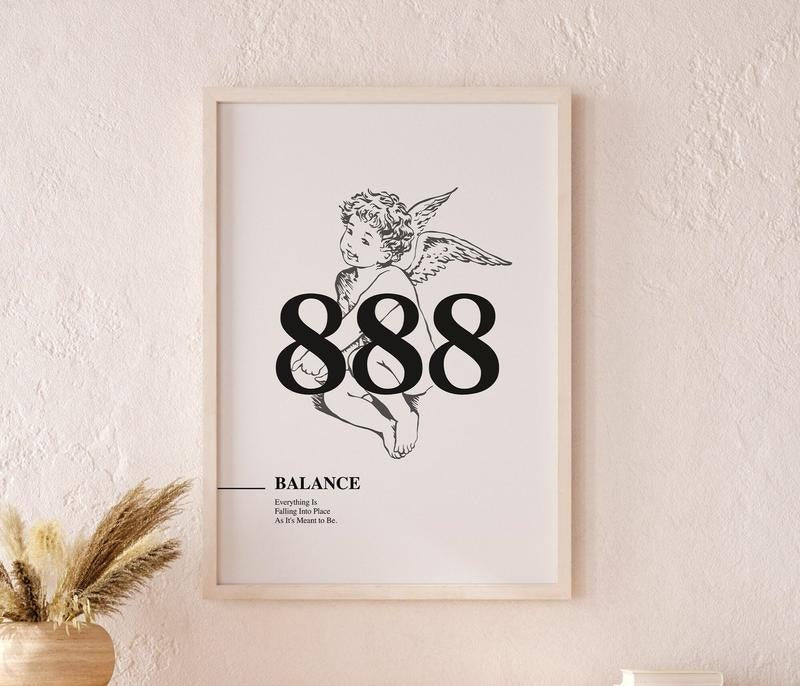 888 Angel Number, Angel Number Print, Trendy Wall Art Print, Alignment, Manifestation Energy, Spiritual Poster, Poster...