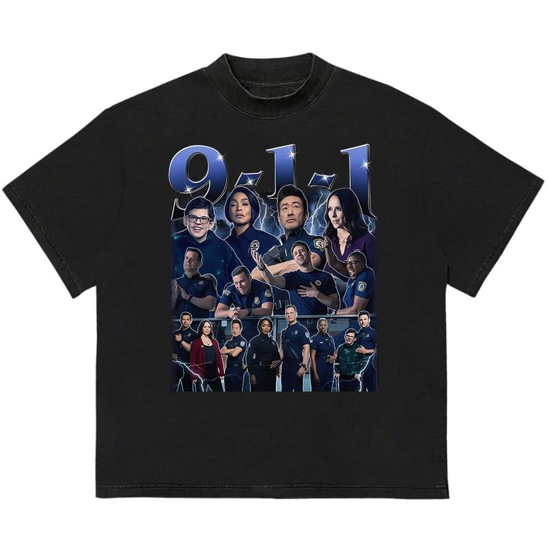 9-1-1 movie Evan Buckley Bobby Nash T-Shirt Soft Cotton Fabric Unisex Graphic Design Hoodie, Sweatshirt | GrindPrints.com