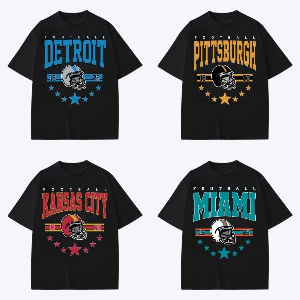 90s All Team Football Black T-shirt, Vintage 1960 Football T-shirt, Cowboy Football Game Day Graphic Tees, All Team Shirt...