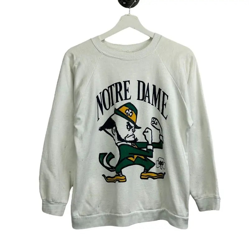 Vintage 80s/90s Notre Dame Fighting Irish NCAA Graphic Sweatshirt Size Medium T-Shirts, Hoodie | GrindPrints.com