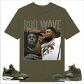 90s Rod Wave, Shirt to match A J 4 Retro SE Craft Medium Olive, A J 5 olive, Shirt to matching Sneaker Hoodie, Sweatshirt