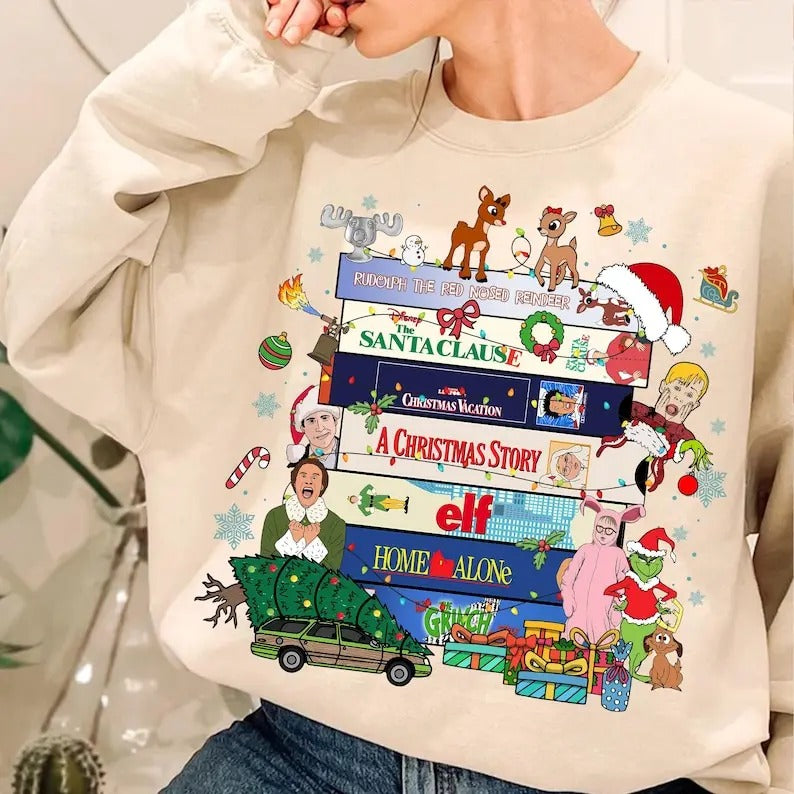 90s Style Christmas Sweatshirt, Christmas Shirt, VHS Tapes Sweatshirt, Christmas Movies VHS Shirt, 90s Christmas , Funny...