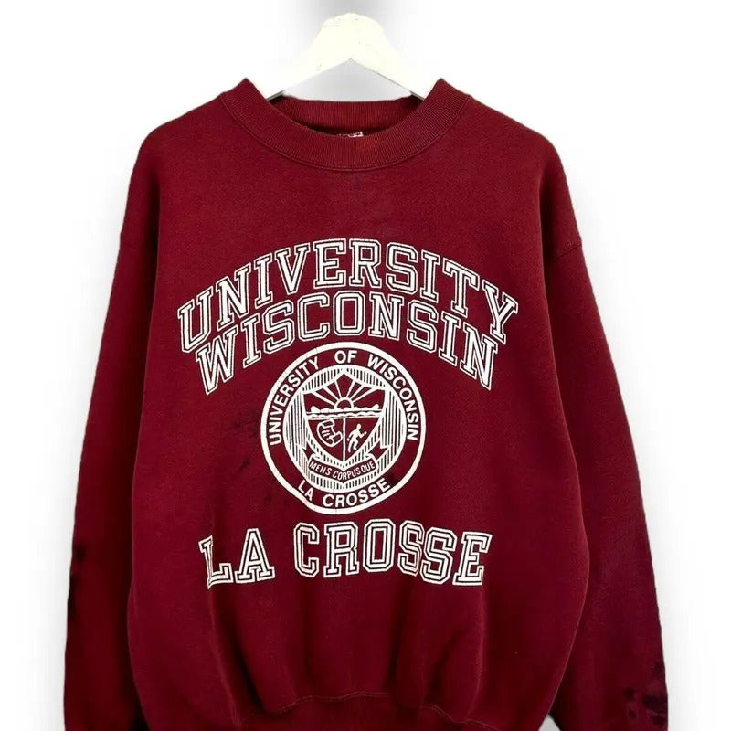 Vintage 80s/90s University Of Wisconsin NCAA Lacrosse Crest Sweatshirt Size XL T-Shirts, Hoodie | GrindPrints.com