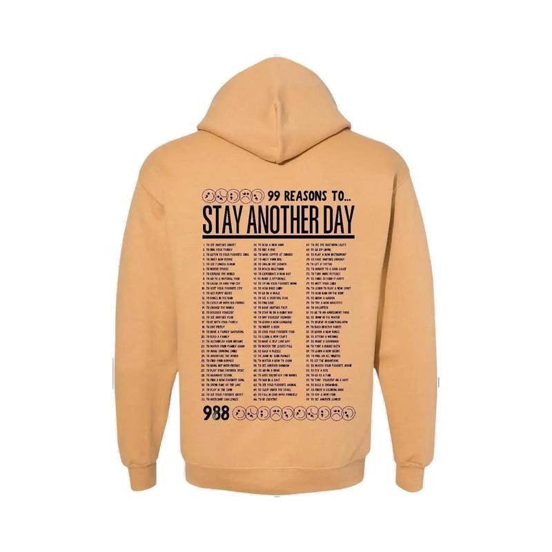 99 Reasons to Stay Another Day - Unisex Mental Health Awareness Hoodies, Crews, & Tshirts Sm-5x Long Sleeve Casual...