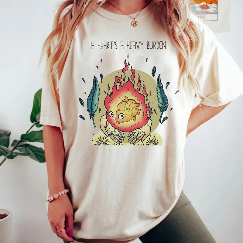 A Heart's A Heavy Burden Calcifer Sweatshirt, T-Shirt, Hoodie | GrindPrints.com