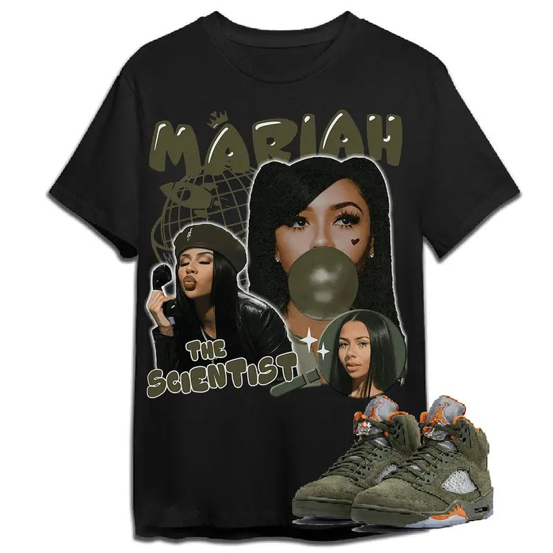 A J 5 Olive Unisex Shirt, Mariah TS, Shirt To Match Sneaker Color Black Hoodie, Sweatshirt | GrindPrints.com