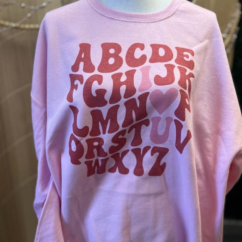 ABCDE I Love You Unisex Fit Sweatshirt  or Tee - Pink Sweatshirt - Valentines Day Sweatshirt Hoodie | GrindPrints.com