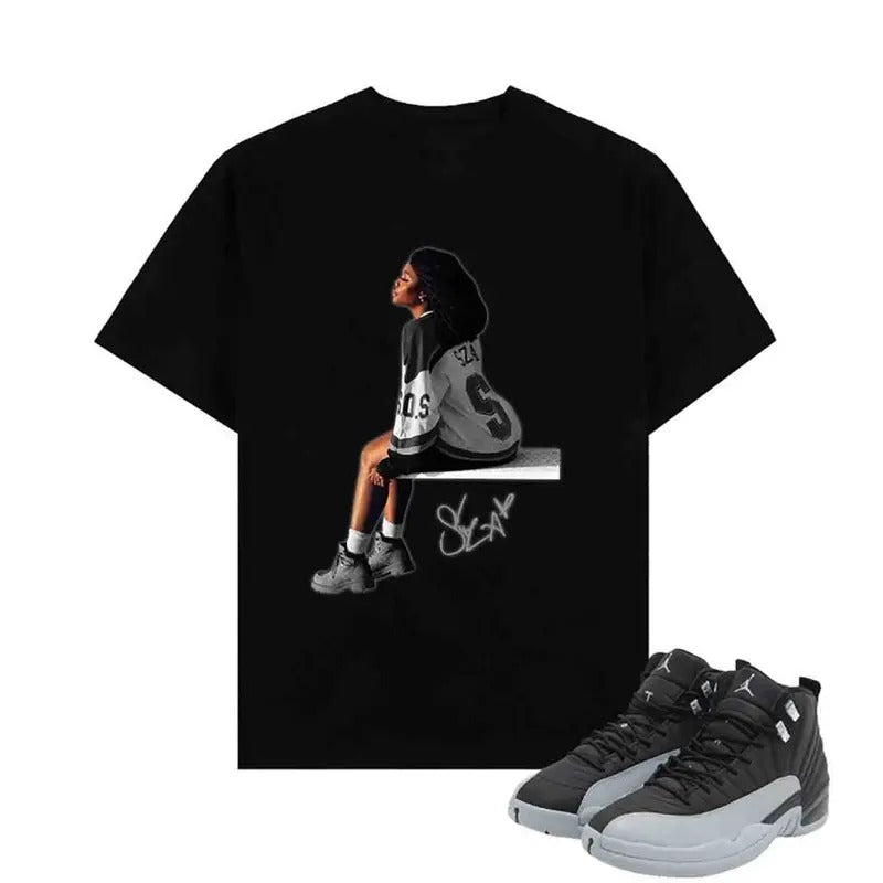 AJ 12 Wolf Grey Sneaker Match Shirt SZA Signature Cotton Shortsleeve Graphic Tee Hoodie, Sweatshirt | GrindPrints.com
