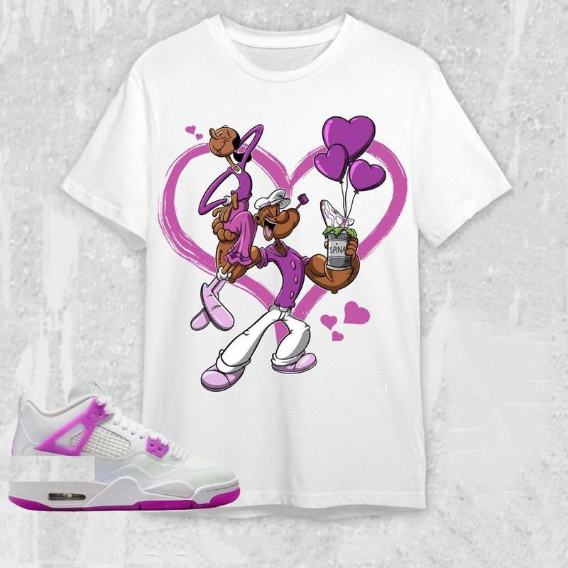 AJ 4 GS Hyper Violet Unisex T-Shirt, The Love Spinach Tees, Shirt To Match Sneaker color white Hoodie, Sweatshirt