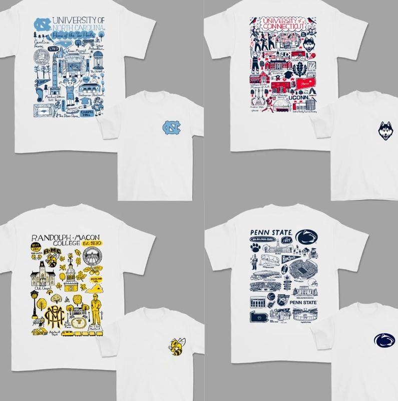 ALL TEAM White 2 Side TSHIRT, Hand Drawn University Impressions Artwork for Men & Women, Full Team Hoodie, Sweatshirt