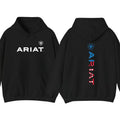 ARIAT Hoodie Sweatshirt T-Shirt, Vertical logo design with bold American flag pattern, For Men, For Women | GrindPrints.com