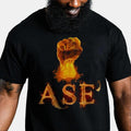 ASE' Raising Fist in Fire Powerful Shirt, BLM Tee, Black History Shirt, Classic Cotton Menswear Top Hoodie, Sweatshirt