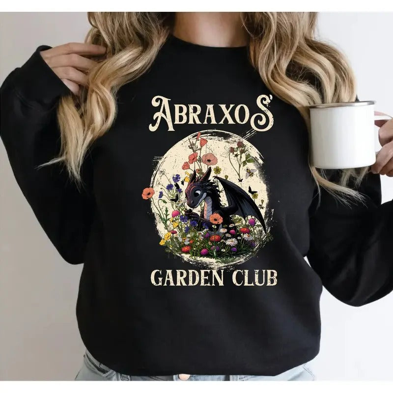 Abraxos Flower Garden Club Sweatshirt, Throne Of Glass Flower Hoodie, Throne Of Glass Tshirt, Fantasy Book Lover Shirt,...