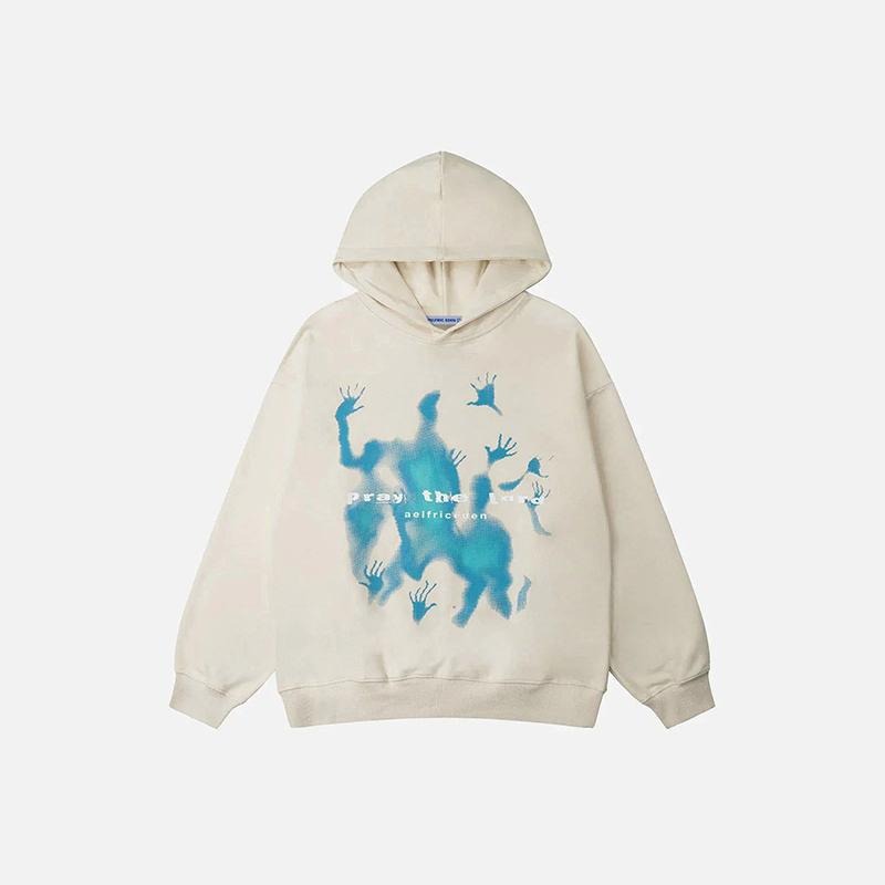 Abstract Shadow Print Unisex Streetwear Casual Cotton Hoodie Menswear Pullover Tops Sweatshirts T-Shirts | GrindPrints.com