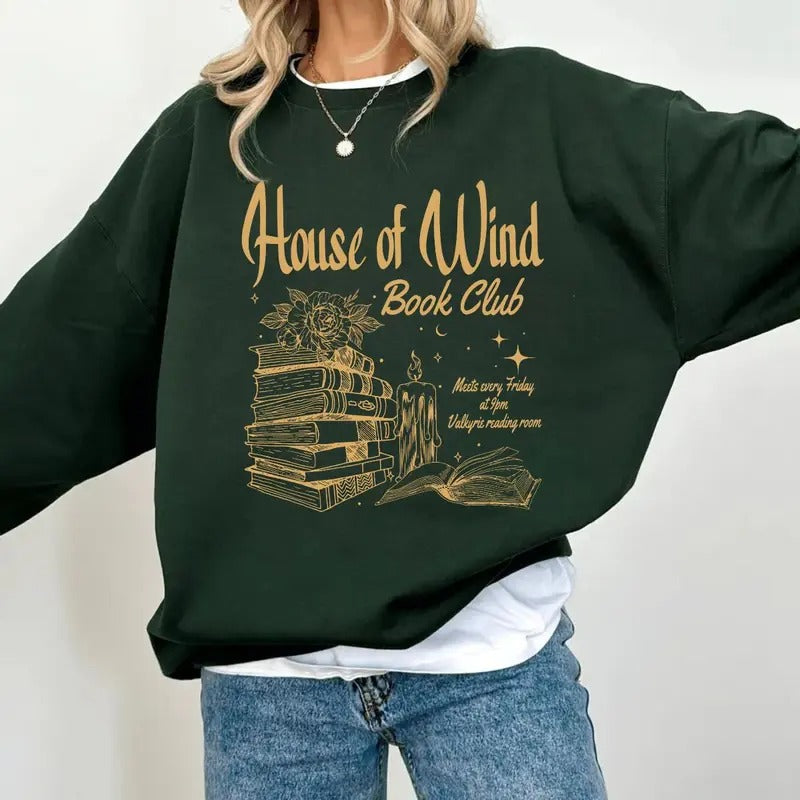 Acotar House Of Wind Book Club Shirt | Night Court Velaris House Of Wind Library Sarah J Maas Throne Of Glass, Valkyrie...